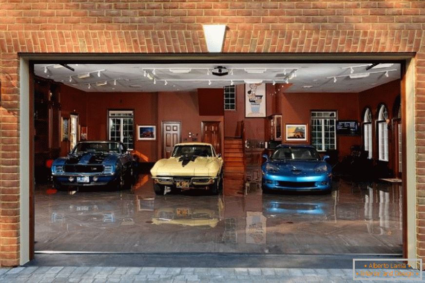Stylish interior of the garage