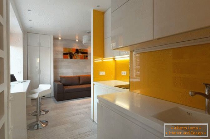 Kitchen of a small studio apartment in Kiev