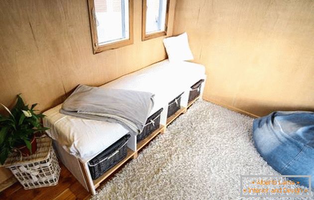 The project of a very small house on wheels: functional furniture
