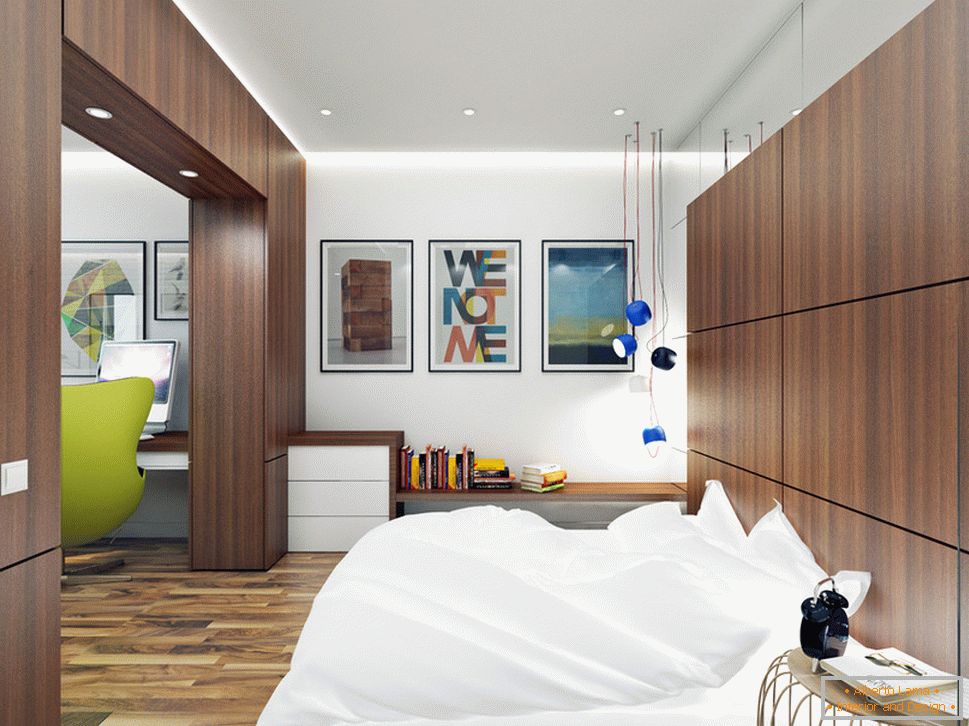 Bedroom in contrasting colors