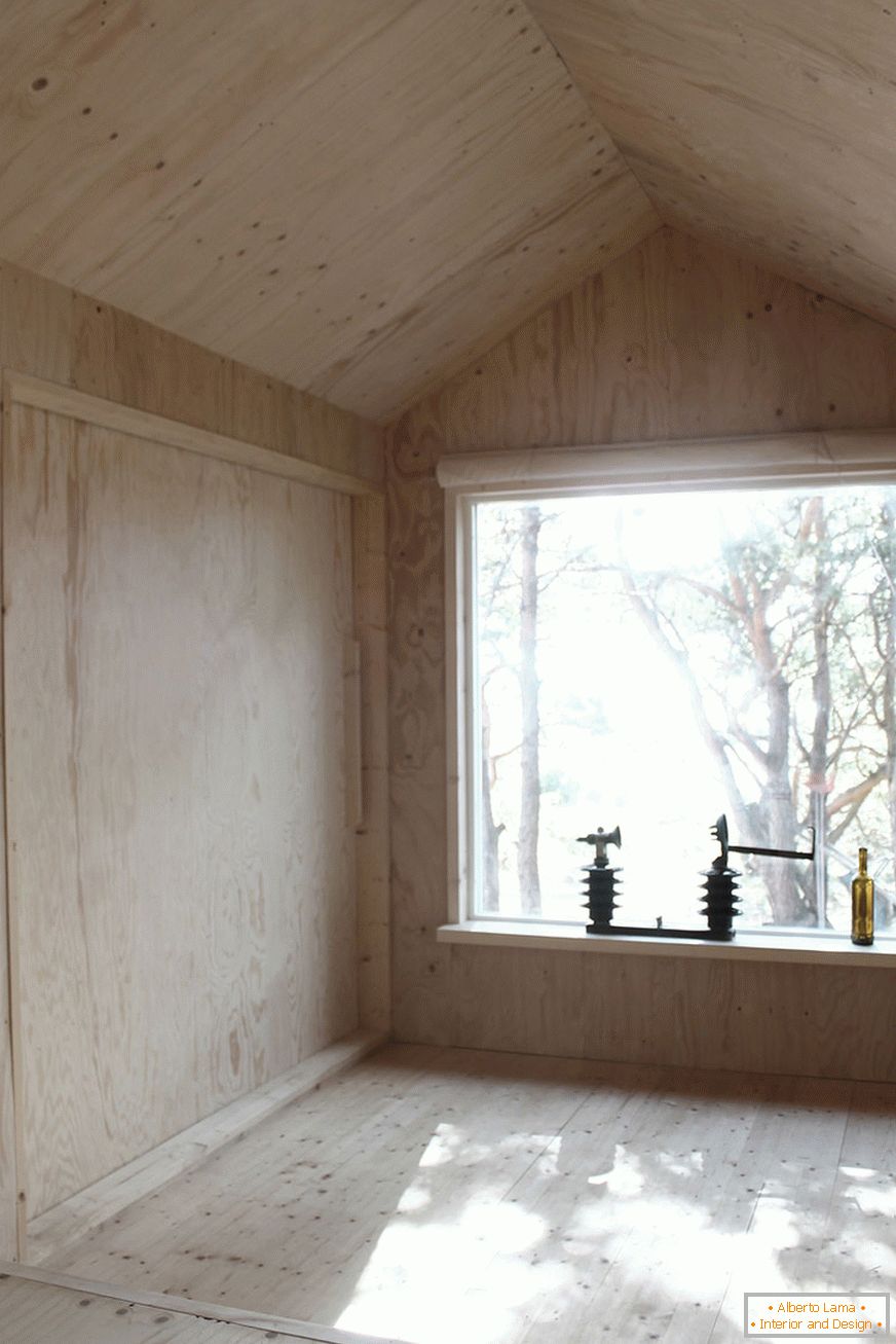Interior of Ermitage Cabin mini-house in Sweden