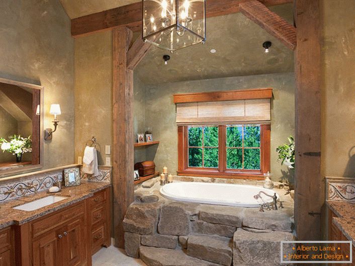 Bathroom from a natural stone