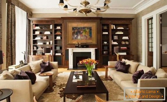 Luxurious living room with symmetrical furniture