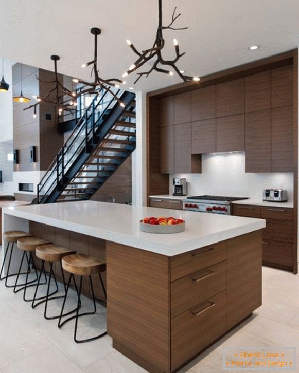 Creative modern chandeliers for the kitchen - interior photo