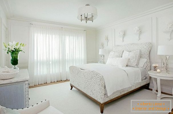 Bedroom interior in white color