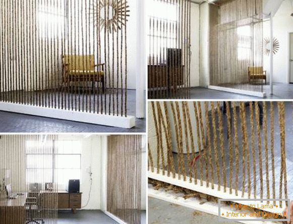 Interior partitions of ropes with their own hands