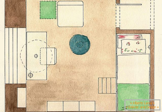 The layout of a small children's room