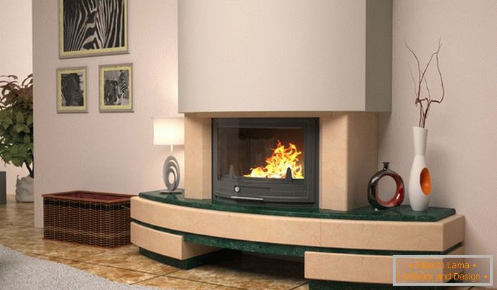 A modern fireplace.