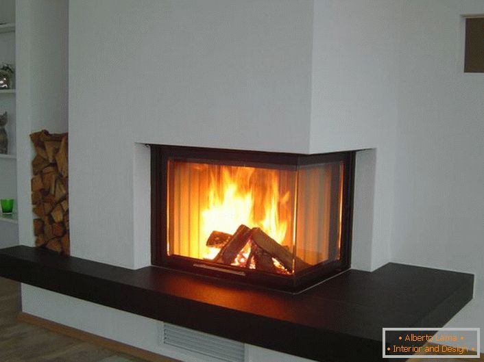 Fashionable corner fireplace