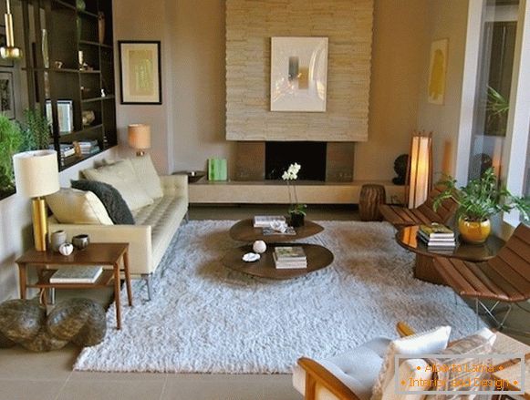 Interior of the living room in cream colors