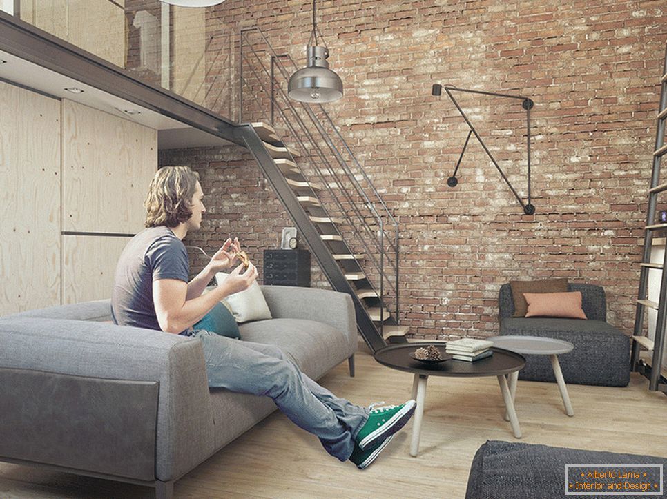 Living room in loft style
