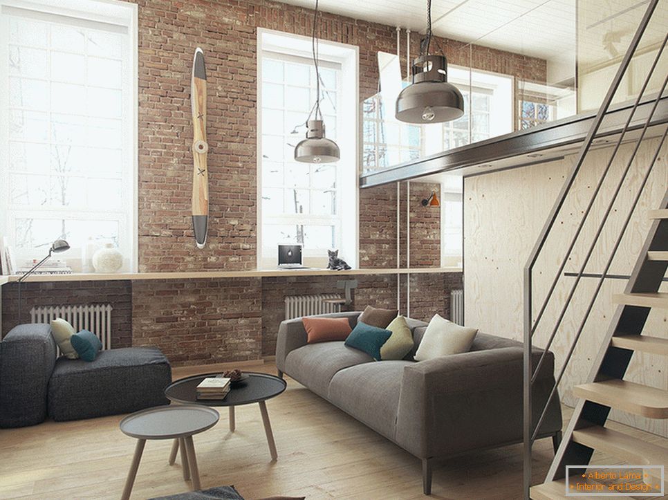 Two-level apartment in loft style