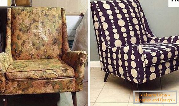 Photos of the chair before and after the constriction and restoration