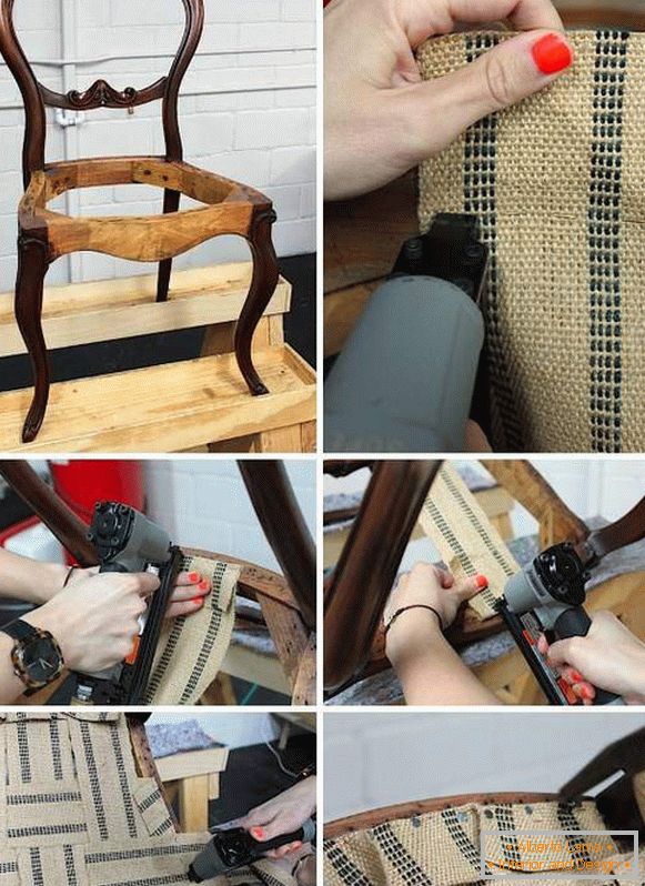 Repair of upholstered furniture with springs