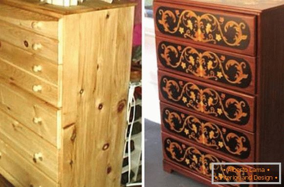Decoupage and painting of the old Soviet chest