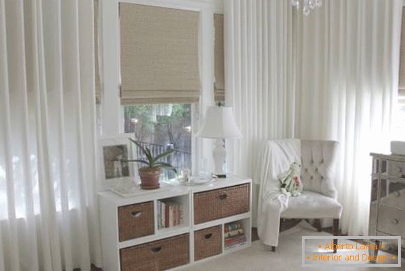 Roman curtains for bedroom in pastel colors