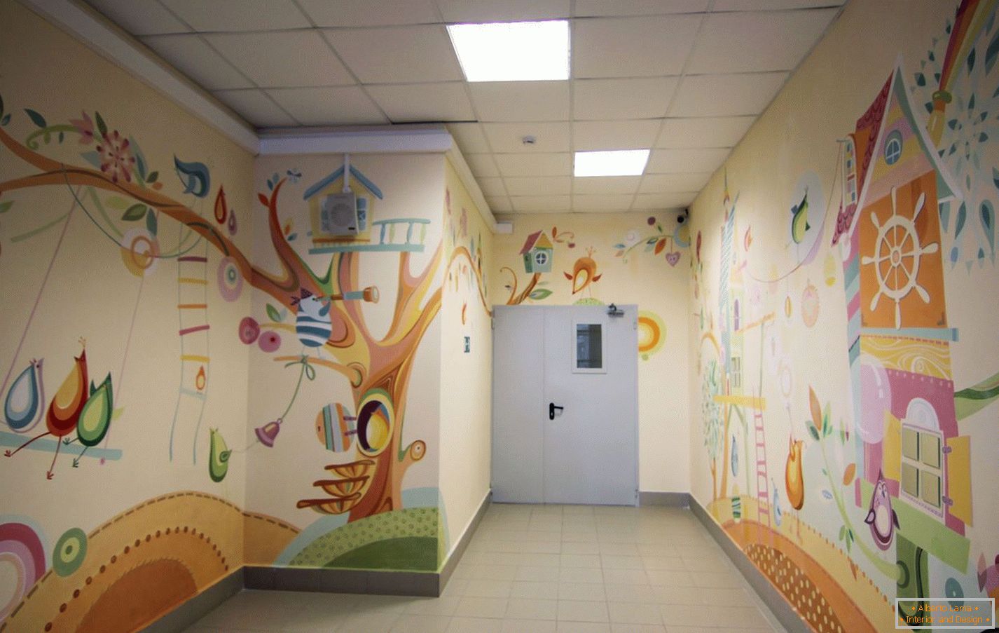 Drawings on the walls in the kindergarten
