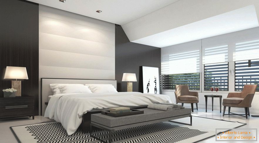 Bedroom in elegant apartments