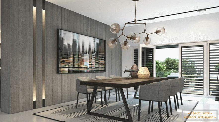 Dining room in elegant apartments