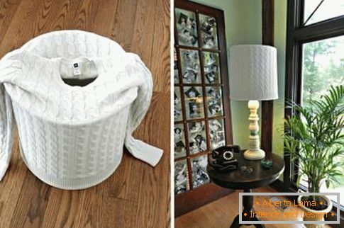 Knitted lampshade for lamp