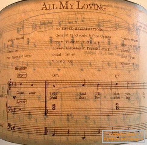 Table lamp from sheet music