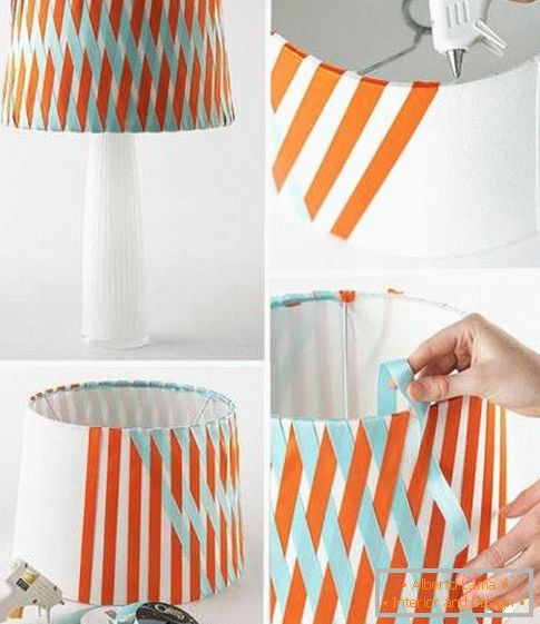 Finishing the lamp with ribbons