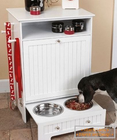 Food for a dog in a drawer