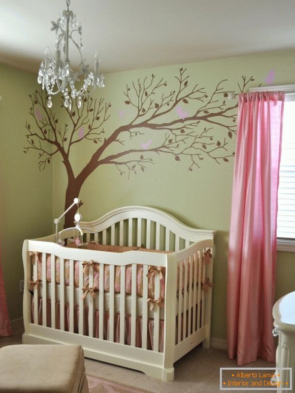 Sticker tree on the wall in the nursery