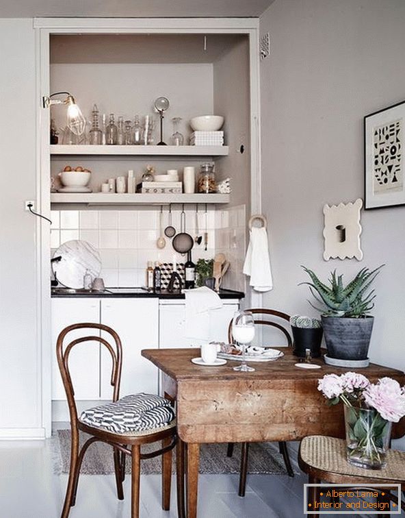 Interior of a small kitchen in a classic style