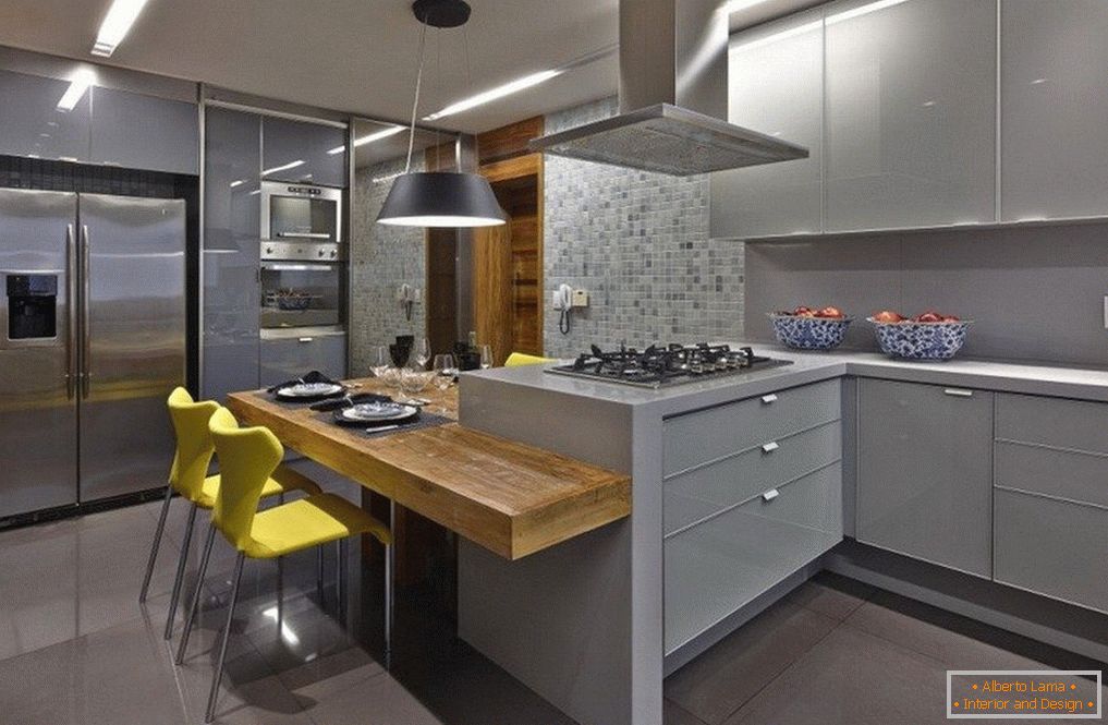 Kitchen с дизайном в серых тонах