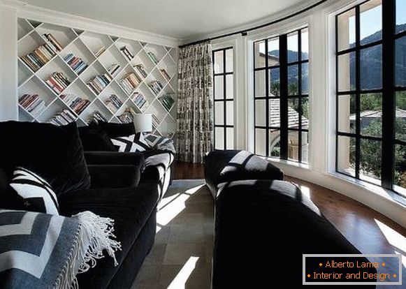 A bookcase built into the wall