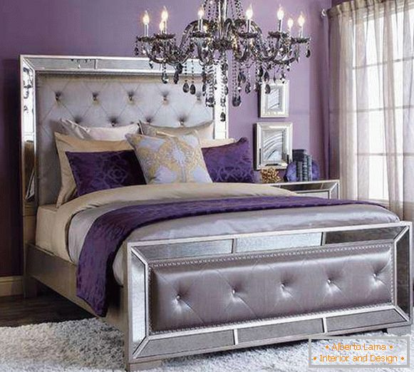 Purple bedroom - photo in combination with silvery