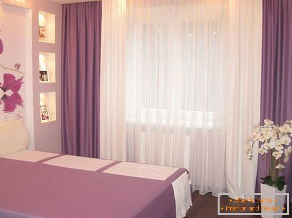 Bedroom in violet colors in a modern style
