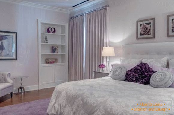 Bedroom in purple with white accents