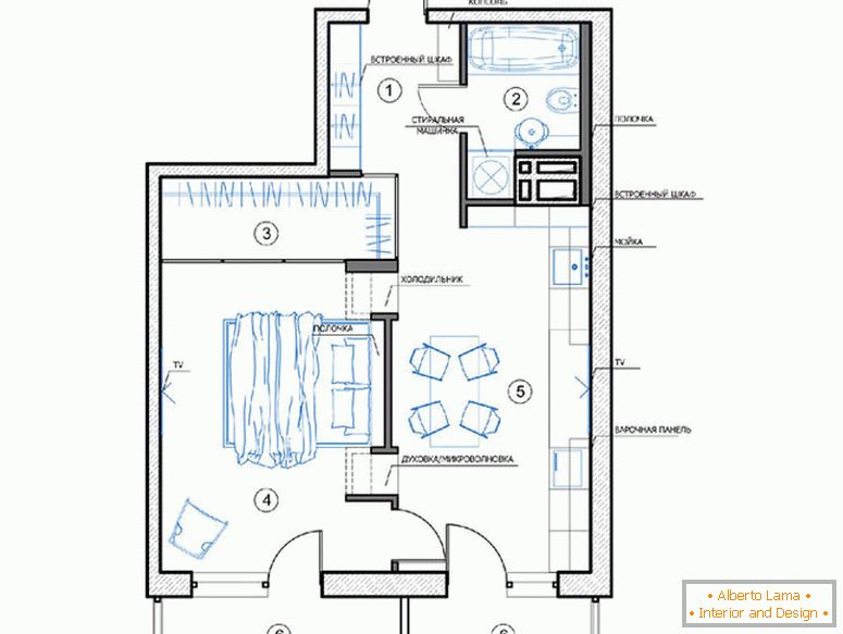 The plan of a small apartment