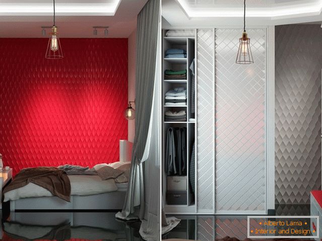 A rich red in the design of the bedroom
