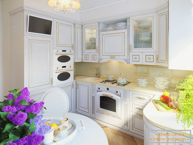 Modern design of small kitchen