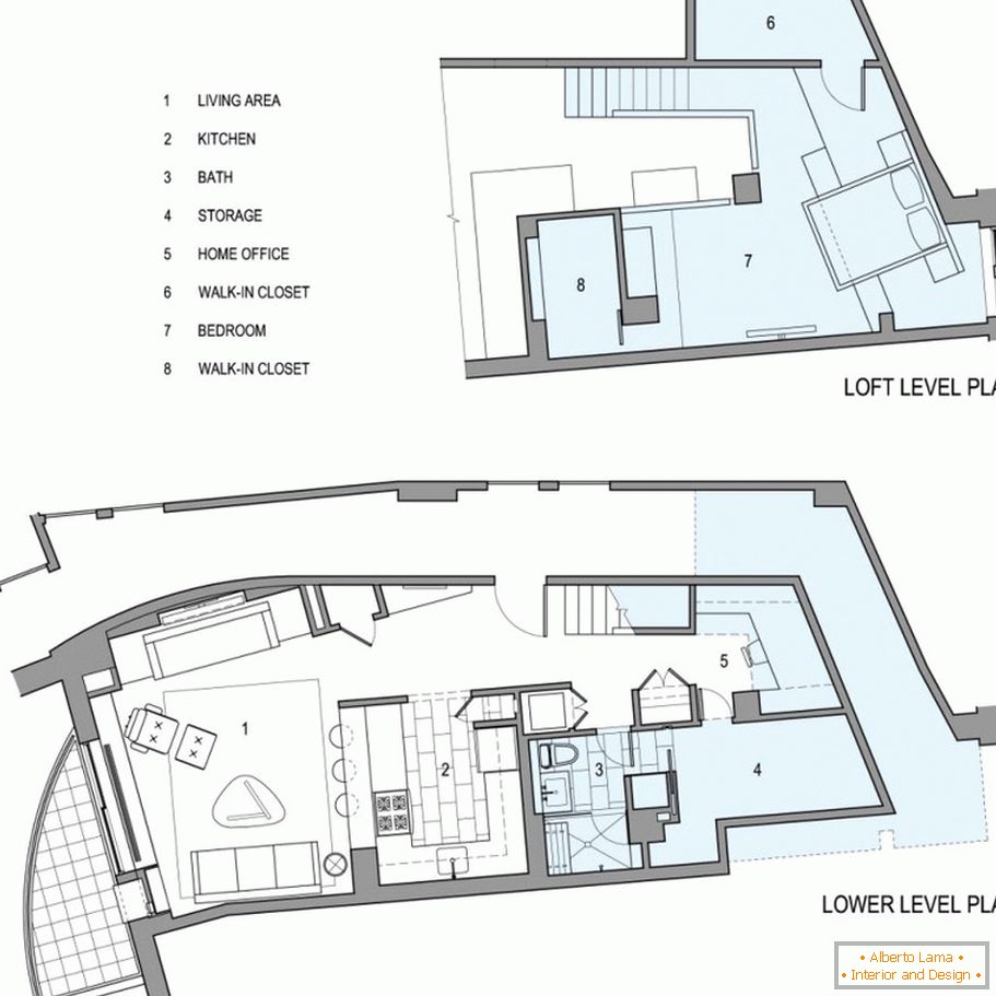 The layout of a small studio apartment