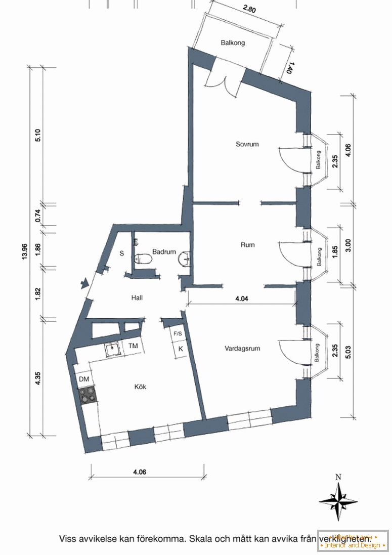 The layout of a small apartment