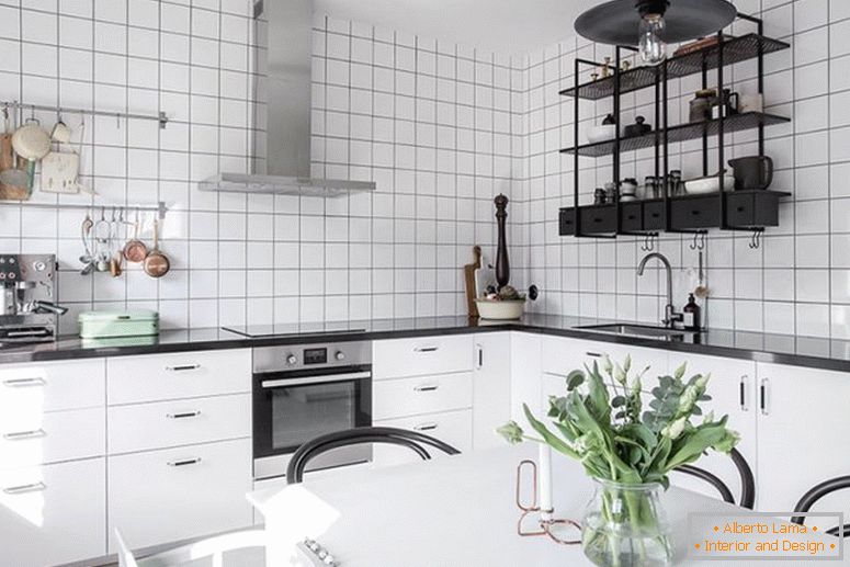 Kitchen in black and white