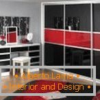 Black and red wardrobe