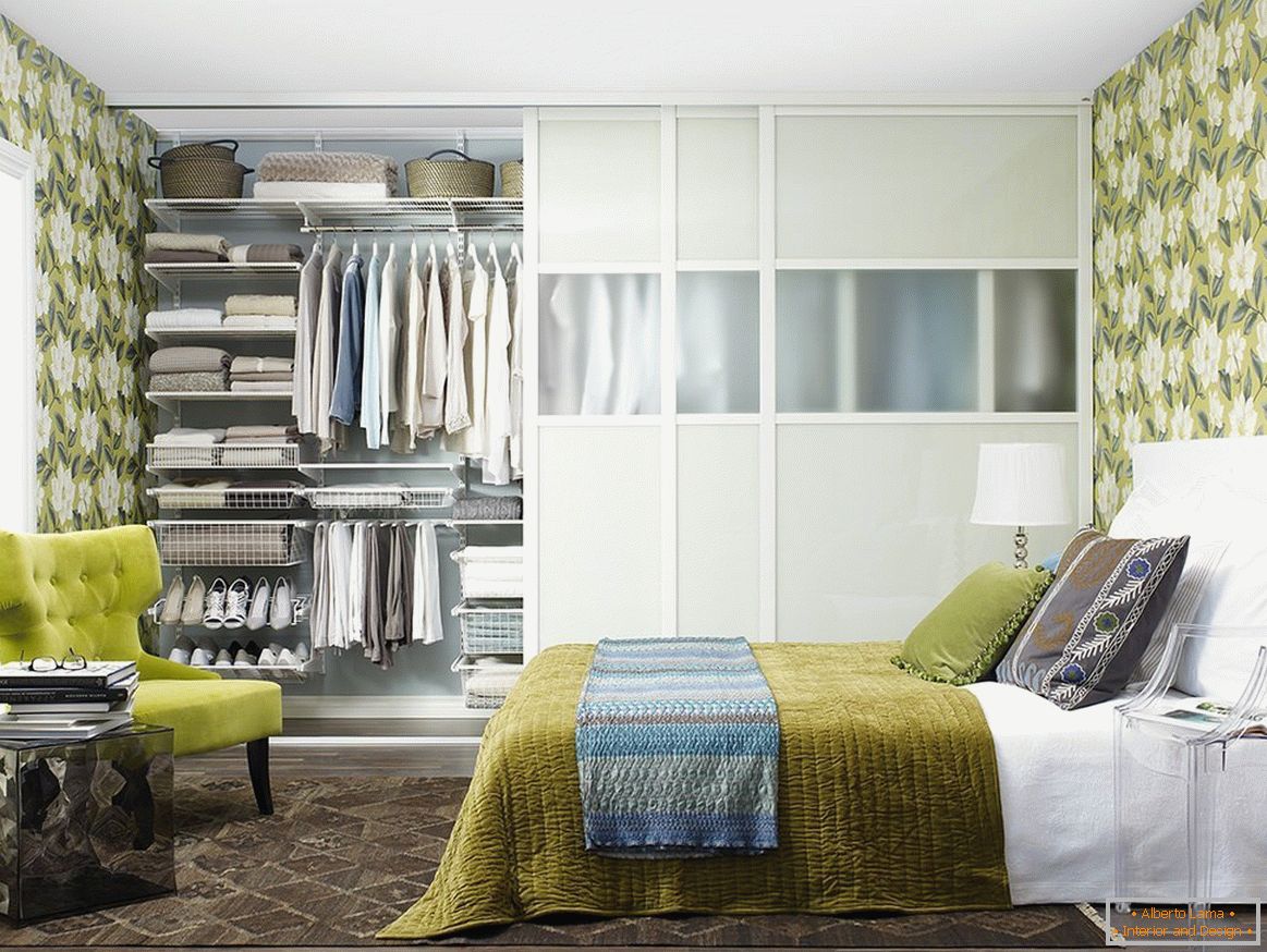 Stylish wardrobe in the modern bedroom