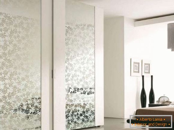 Cupboard for bedroom with glass mirror doors