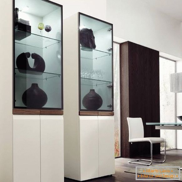 Luxurious modern cabinet showcase white in the interior