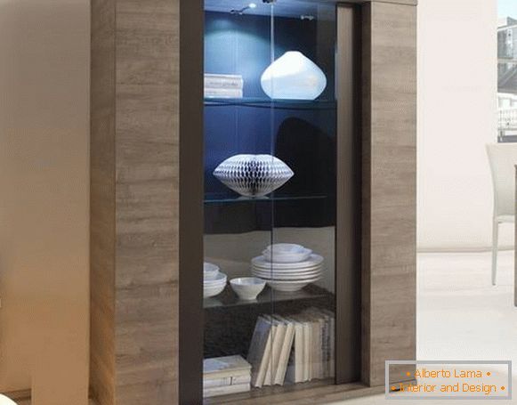 Modern cupboard cabinet for dishes in the living room