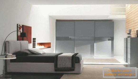 Gray wardrobe in the bedroom