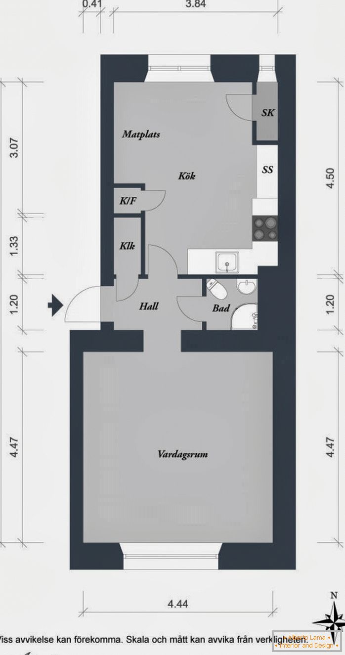 Layout of an apartment in Sweden