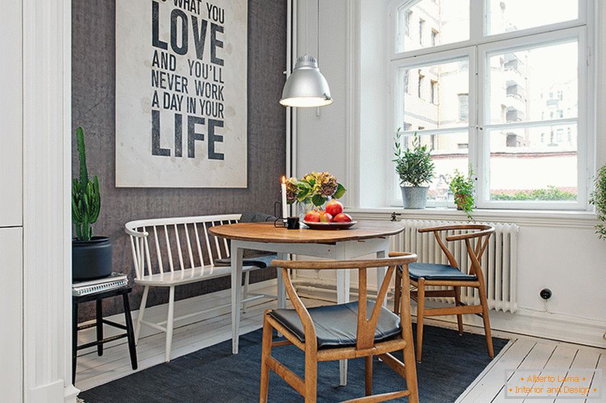 Dining area in an apartment in Sweden