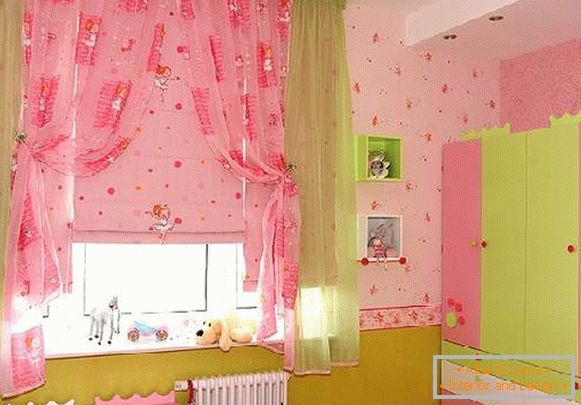 curtains in a children's room for a girl, photo 1