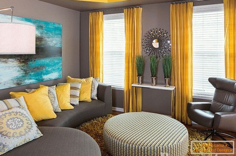 Gray interior with yellow accents